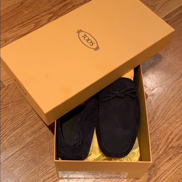 Tods Navy Suede Loafers - Picture 2 of 5